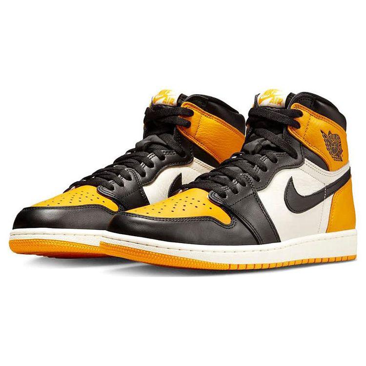 Air Jordan 1 Retro High OG Yellow Toe Unisex-Sneaker Taxi Schwarz Sail 555088-711