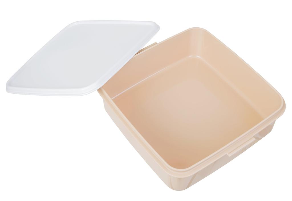 Sanko Plastic Rio Pack Bento BoxPicnic Case, 3 Tiers with 3 Side Plates, Earth Beige, Approx. 8.2" W x 7.7" D x 7.7" H