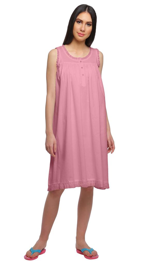 Moomaya Womena    s Solid A-Line Sleeveless Nightdress Cotton Sleepwear Gown