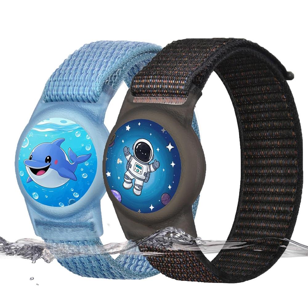 Cartoon Case Nylon Strap Waterproof Adjustable Kids Bracelet Replacement Child Wristband for Apple AirTag Tracker Accessories