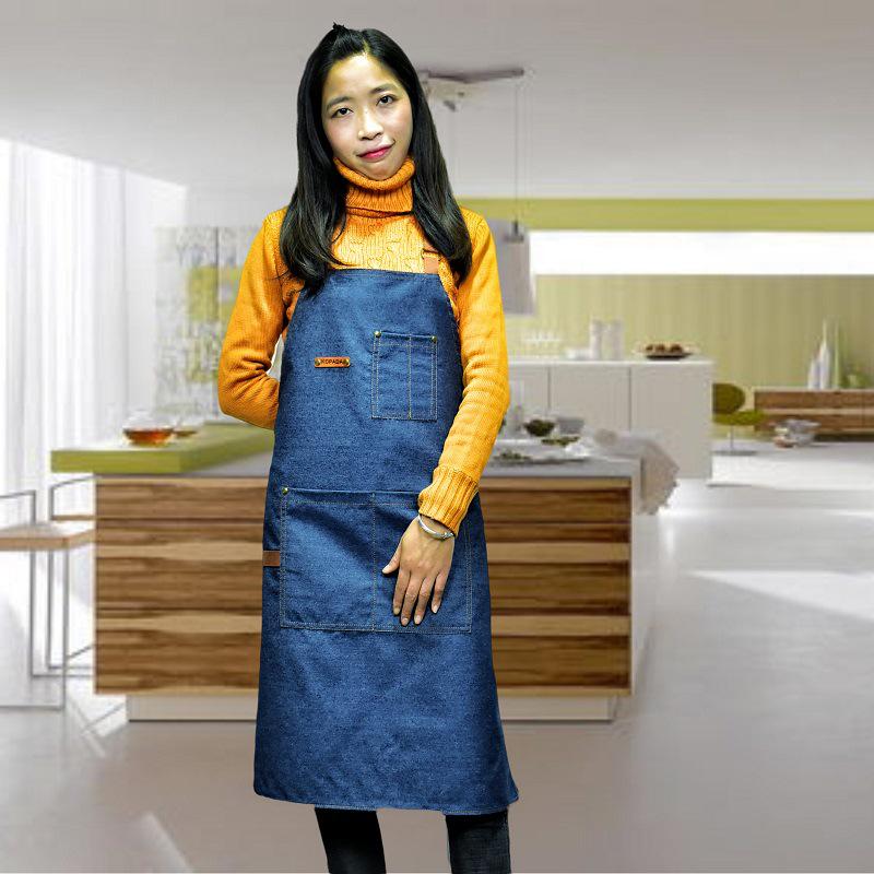 Unisex Nordic Denim Apron with Multi-Pockets for Kitchen and Home