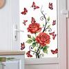 Romantic Vintage Red Rose Butterfly Wall Stickers, Self-Adhesive Decor for Living Room Bedroom Wall Decoration