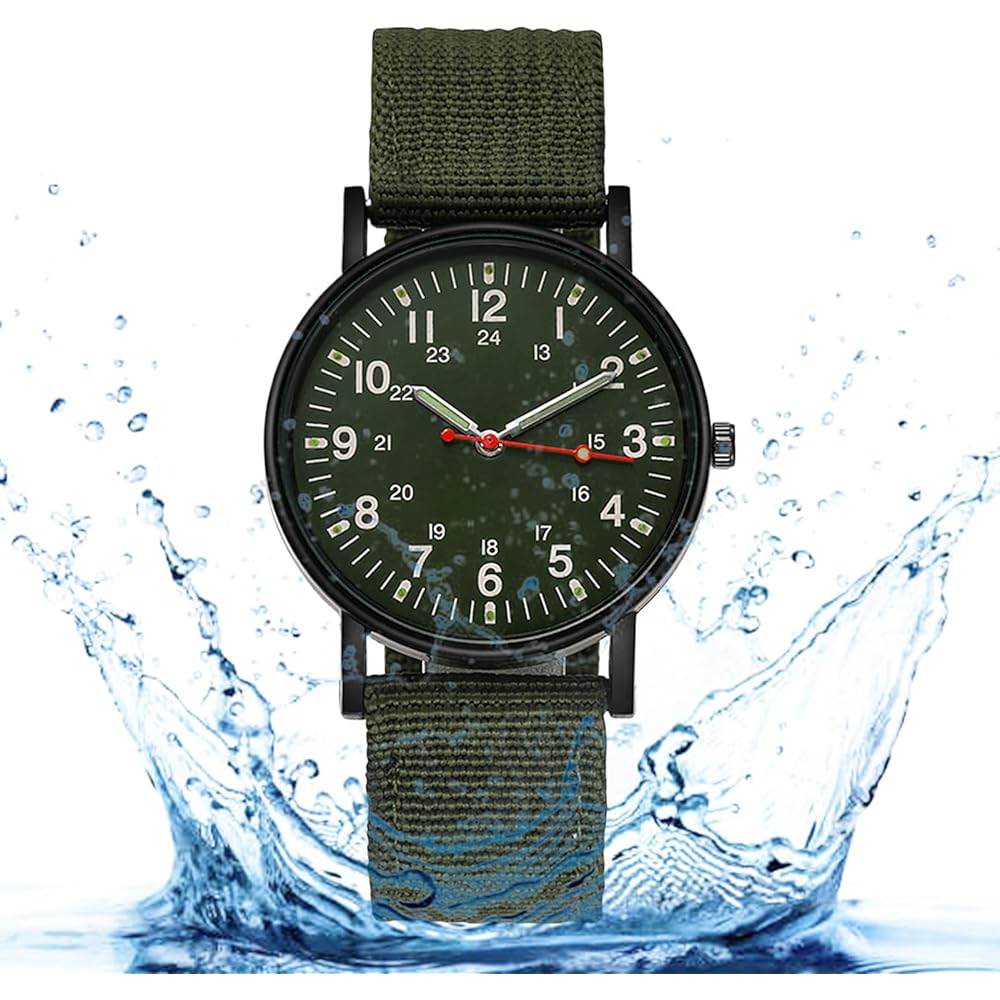 Canvas Sports Watch Unisex Military Analog Watch Tactical Slip-through Strap Waterproof Outdoor Sports Timepiece