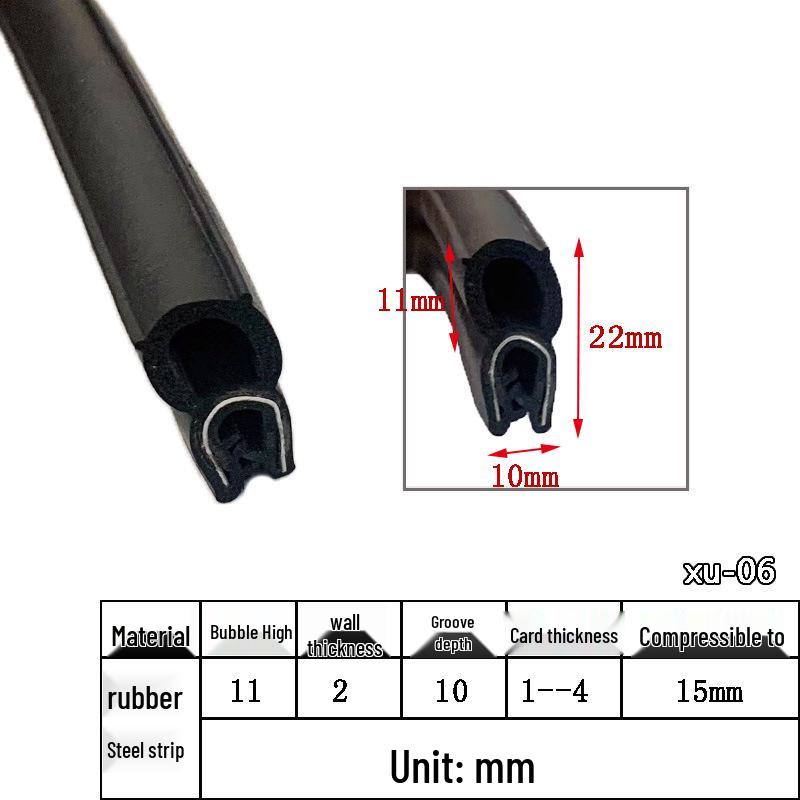 U-Shaped Rubber Steel-Backed Sealing Strip for Car Doors and Cabinets