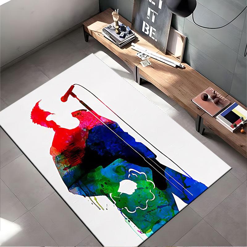 Colorful Singer Silhouette Carpet Suitable As a Non-slip Mat for the Living Room or Bedroom Sofa