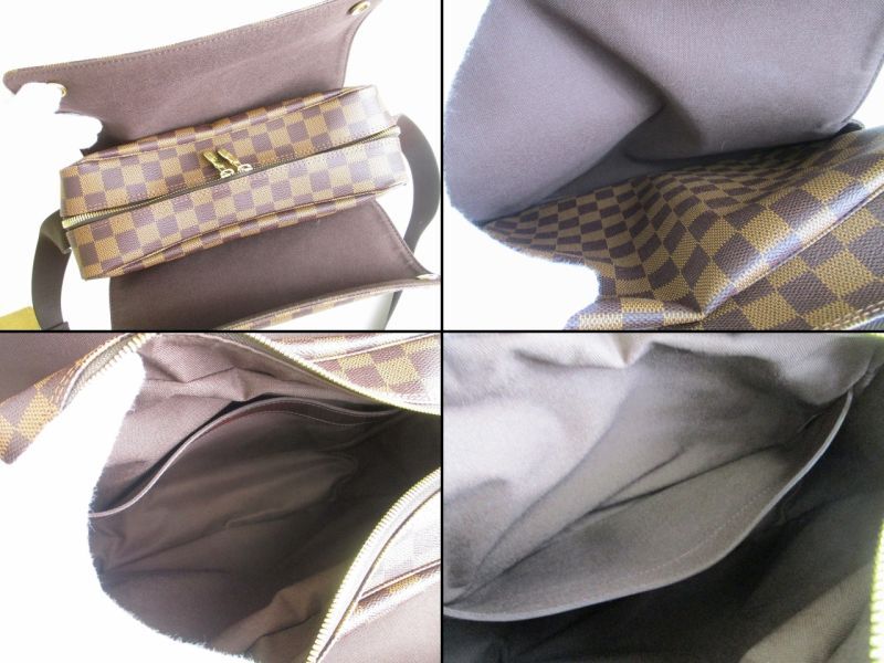 Authentic LOUIS VUITTON Damier Brown Leather Messenger Crossbody Bag Naviglio #9733  Refurbished