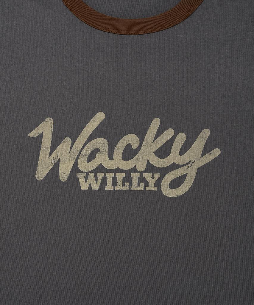 WACKY WILLY Typo Ringer Short Sleeve T-Shirt Charcoal
