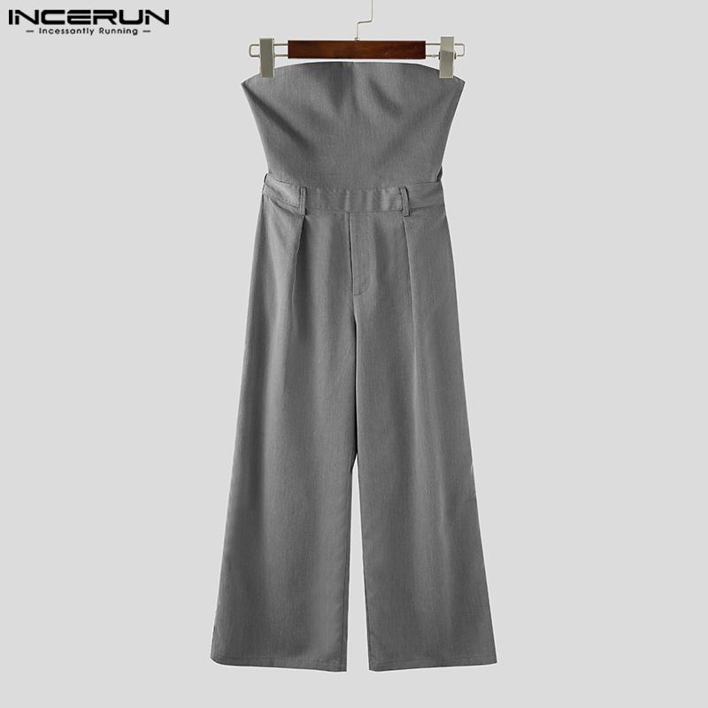 INCERUN Men Zip-up High Waist Tube Design Casual Long Loose Pants Trousers