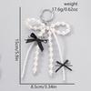 1 Piece Y2K Aesthetic Keyring Korean Sweet Pearl Black Ribbon Bow Keychain For Girls Bag Pendant Accessories