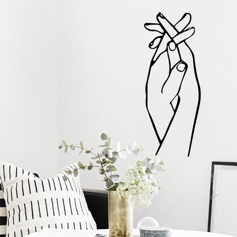 Valentines Day Wall Sticker Adhesive Black Holding Hand Heart PVC Decal Home Decors Creative Wall Art Murals Accessory