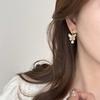 White Oil-dripping Butterfly Ear Buckle Fashionable Retro High-end Earrings Niche Versatile Sweet Earrings Women