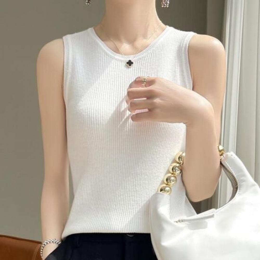 Navava Men Daily Rib Round Neck Sleeveless Knit Nk2954