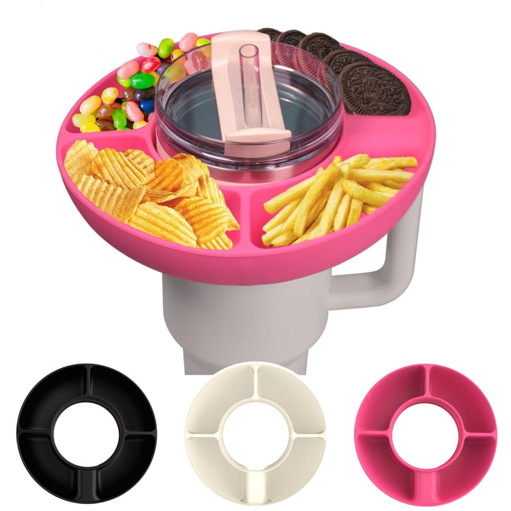 Silicone Tumbler Snack Bowl Reusable Snack Ring for 40 Oz Tumbler with Handle 4