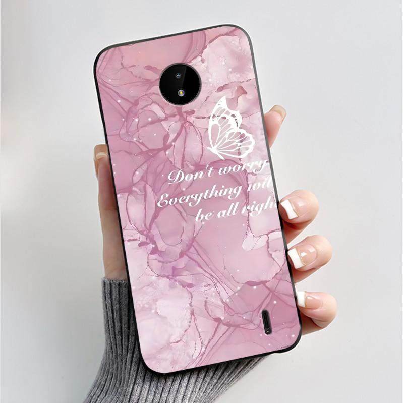 For Nokia C10 C20 C20 Plus Phone Case Luxury Fashion Butterfly Flowers Black Soft TPU Full Protective Cover For NokiaC10 Casing