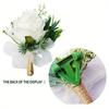 1Pc Simulation Bridesmaids and Groomsmen Wedding White Rose Green Plant Corsage Wrist Flower