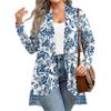 Women's Fall And Winter Fashion Casual Print Long Sleeve Mid-Length Cardigan Jacket