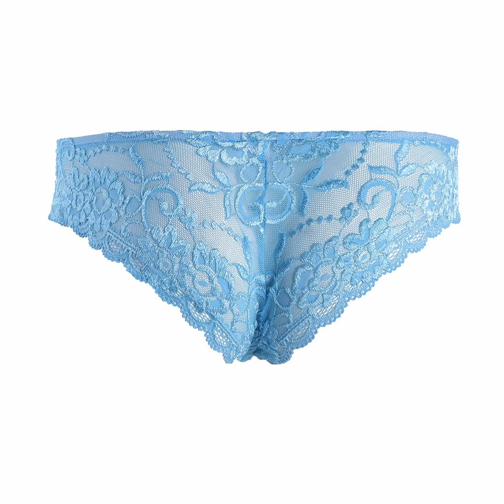 Mens Lace Floral Bulge Pouch Low Rise Bikini Briefs Shorts Underwear Underpants Lingerie Nightwear G-string