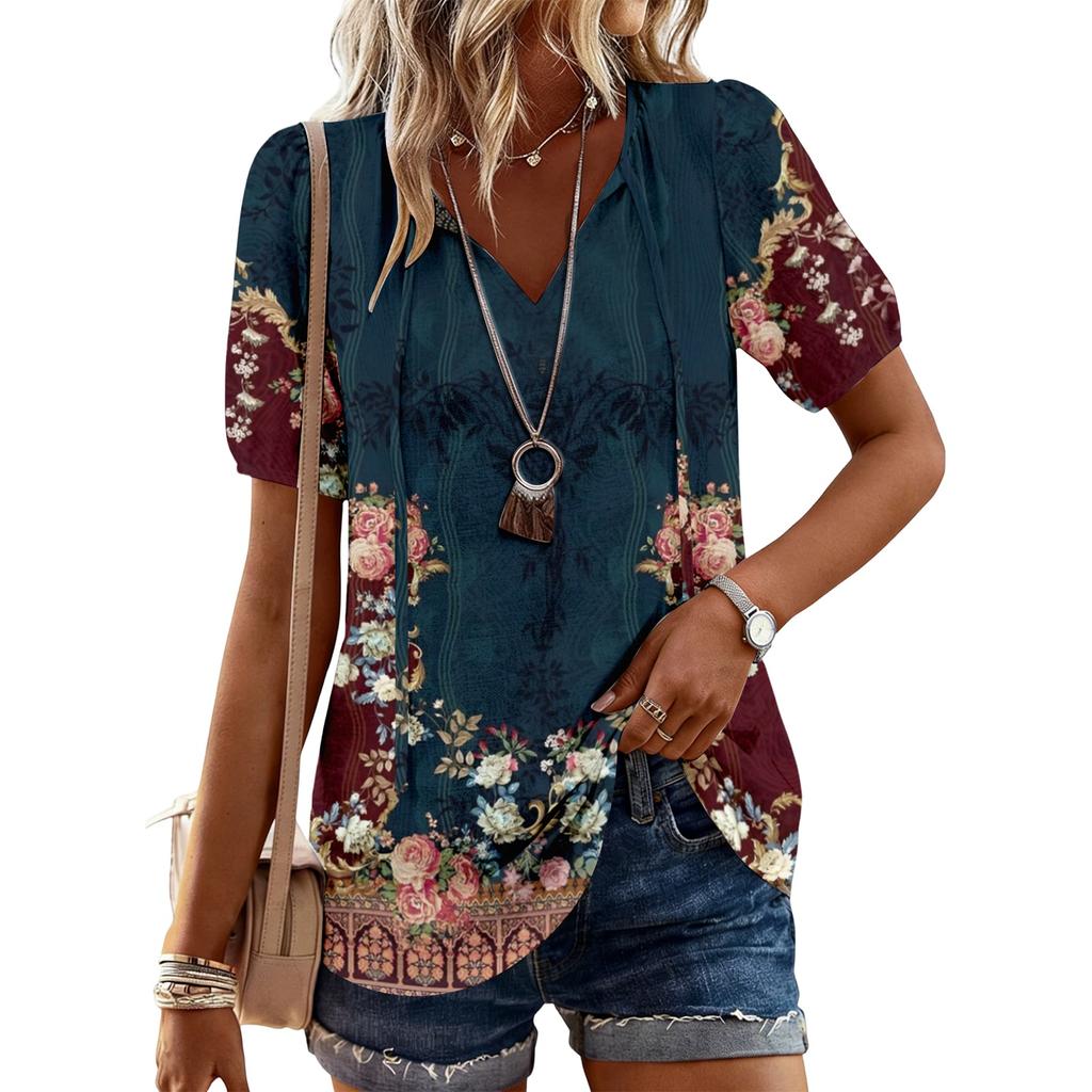 Women's Fashionable Casual Vintage Printed Top