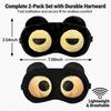 2PCS Sleep Mask for Women Men, Eye Masks for Sleep, Funny Black Eye Covers with Adjustable Elastic Strap for Travel, Night Blindfold