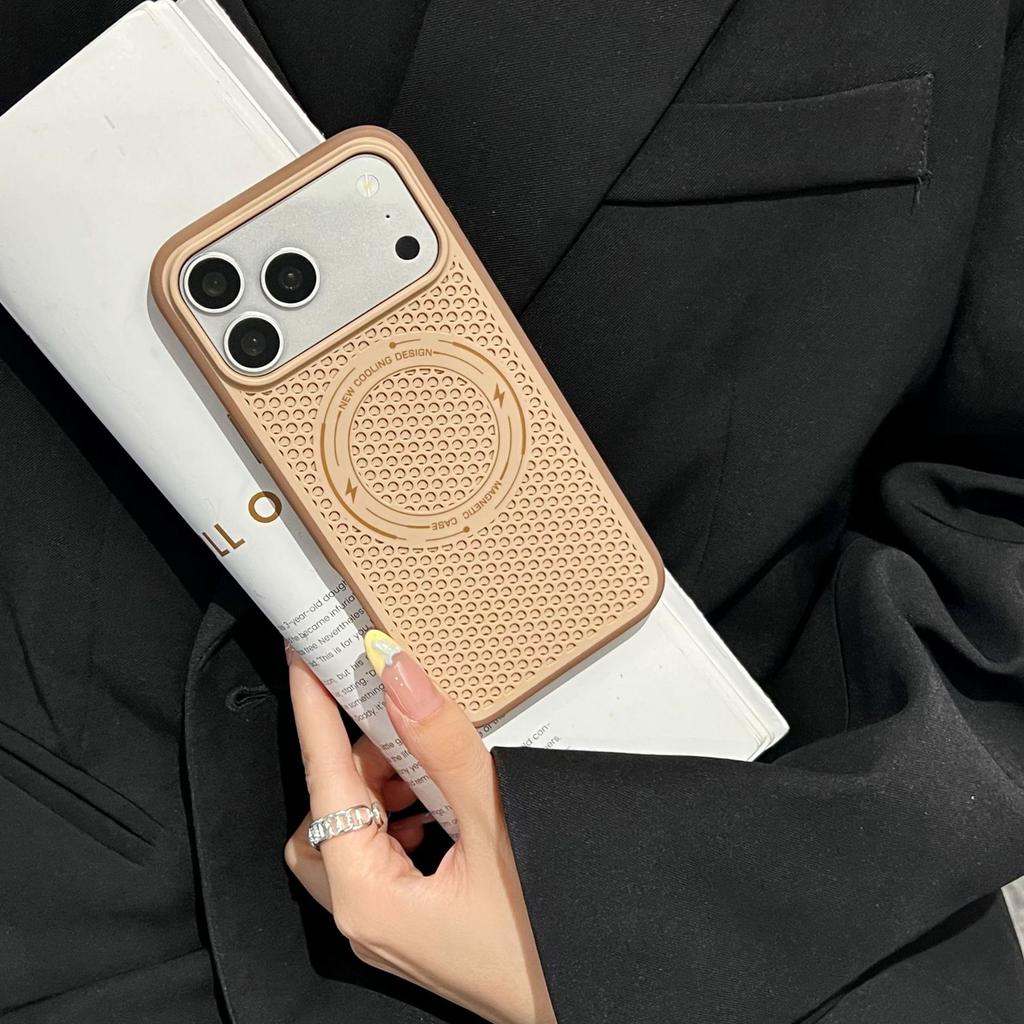 Applicable To Apple 17PPromax Mobile Phone Case, Honeycomb Heat Dissipation Magnetic Suction iPhone16 Metal Button 15 Protective Case