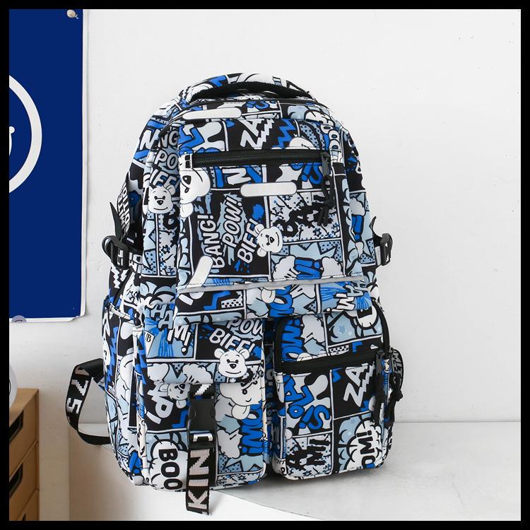 Fashion new casual backpack fashion graffiti large capacity bag female couple high school junior high school primary school bag