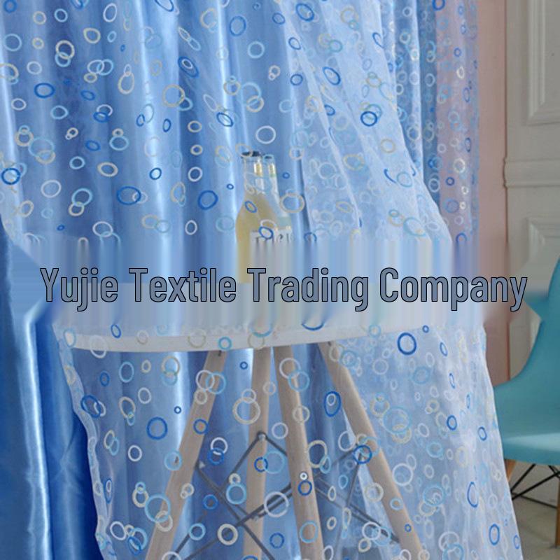 Offset Printing Transparent Window Curtains - Ready-Made Yarn Circle Design.
