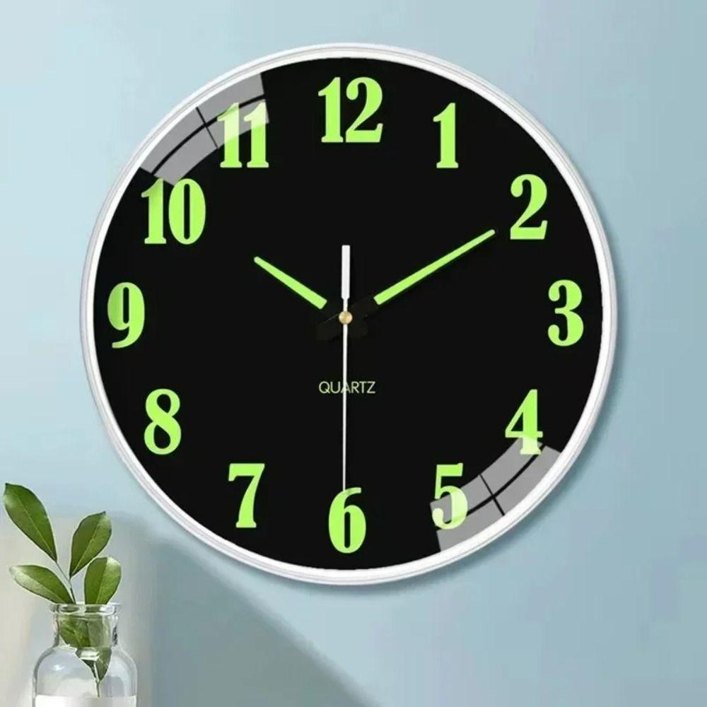 12 Inch Luminous Wall Clock Silent Non Ticking Round Plastic Modern Digital Clock for Living Room Home Office