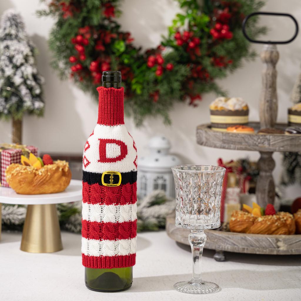 Vibrant And Decorative Knitted Letter Wine Bottle Holder For Christmas Parties And Gifts
