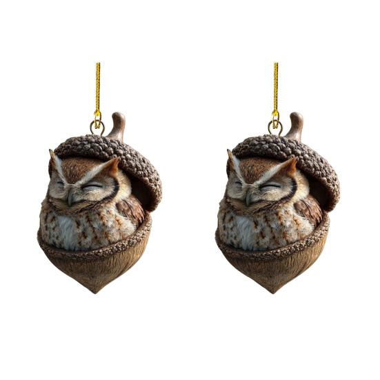 2D Forest Animal Christmas Tree Ornaments Acorn Ornaments Cozy Forest Woodland Creature Acrylic Hanging
