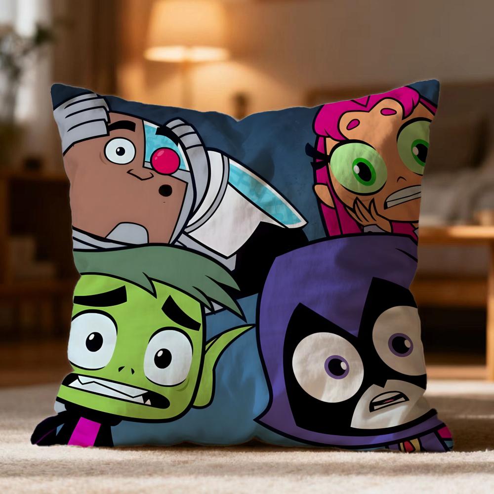 Hot T-Tteen Titans Go! Cushion Cover Soft Washable Pillow Case Multi-Scene For Couch Bed Travel Office Use
