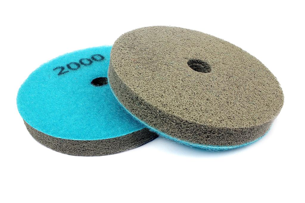 Z-LION 7-Piece Diamond Sponge Polishing Pads, Wet Buffing Pads, Hoop & Loop Buffing Wheels for Grinders, Clean Granite and Marble (4-inch)