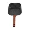 Egg Frying Pan 3 Section Stick Proof Flat Bottom Breakfast Cooking Pan with Heat Resistant Handle for Steak Omelette Black