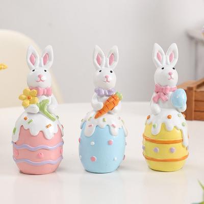 Cute Bunny Easter Rabbit  Figurines Resin Easter Eggs Ornament Sweater Rabbit Ornament  Home