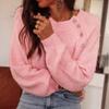 Women's Fashion Casual Elegant Round Neck Button Long Sleeve Raglan Sleeve Knit Sweater