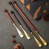 Pterocarpus Santalinus Premium Brass Shoehorn with Long Handle - Easy Lift for Pregnant Women