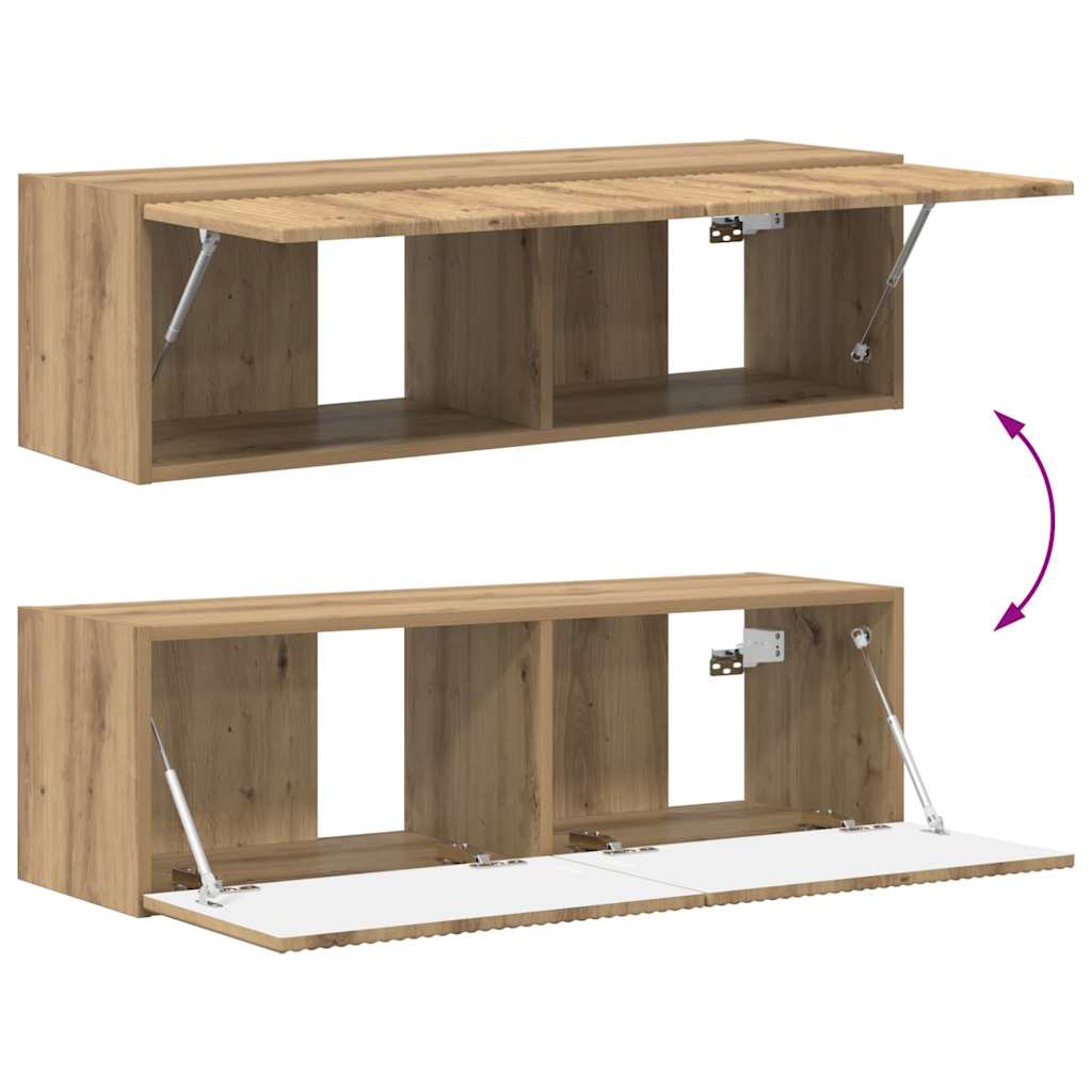 TV Wall Cabinet Rustic Oak Finish 98 x 31 x 29.5 cm