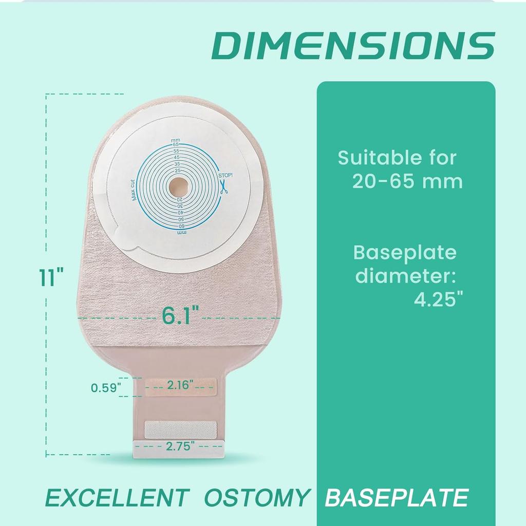 Colostomy Bags Vent 20 Pack Individually Packaged Ostomy Bag Vent, Ostomy Supplies,One-Piece Drainable Pouches with Closure for Colonoscopy Ileostomy