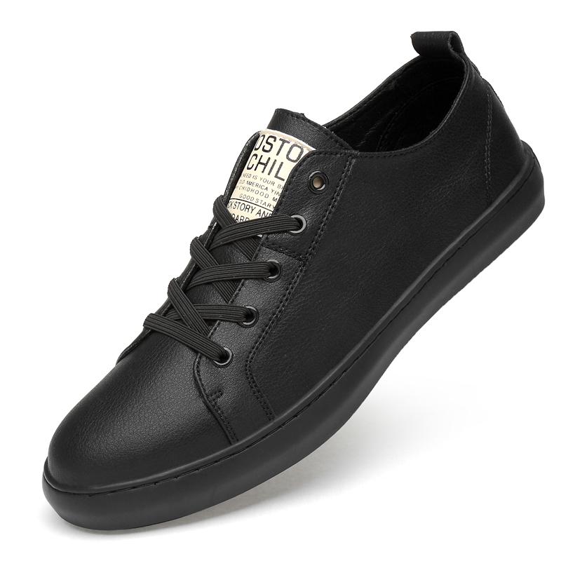 

Мужская повседневная обувь из натуральной кожи, легкие уличные мужские кроссовки, высококачественная обувь для скейтбординга, новинка 2024 года, мужская обувь на шнуровке 46 чёрный