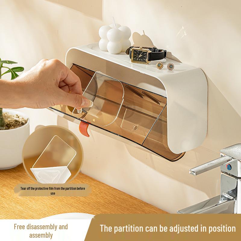 Wall-Mounted Divided Plastic Storage Box for Home and Dormitory Essentials