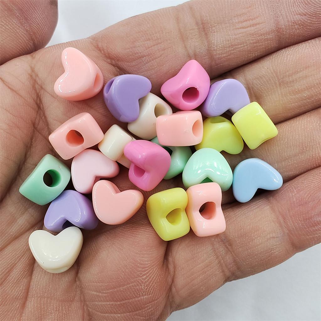 100ks 9*11mm Stereoskopický náramek srdce Náhrdelník Přívěsek Výroba šperků DIY pro volné korálky Candy Color