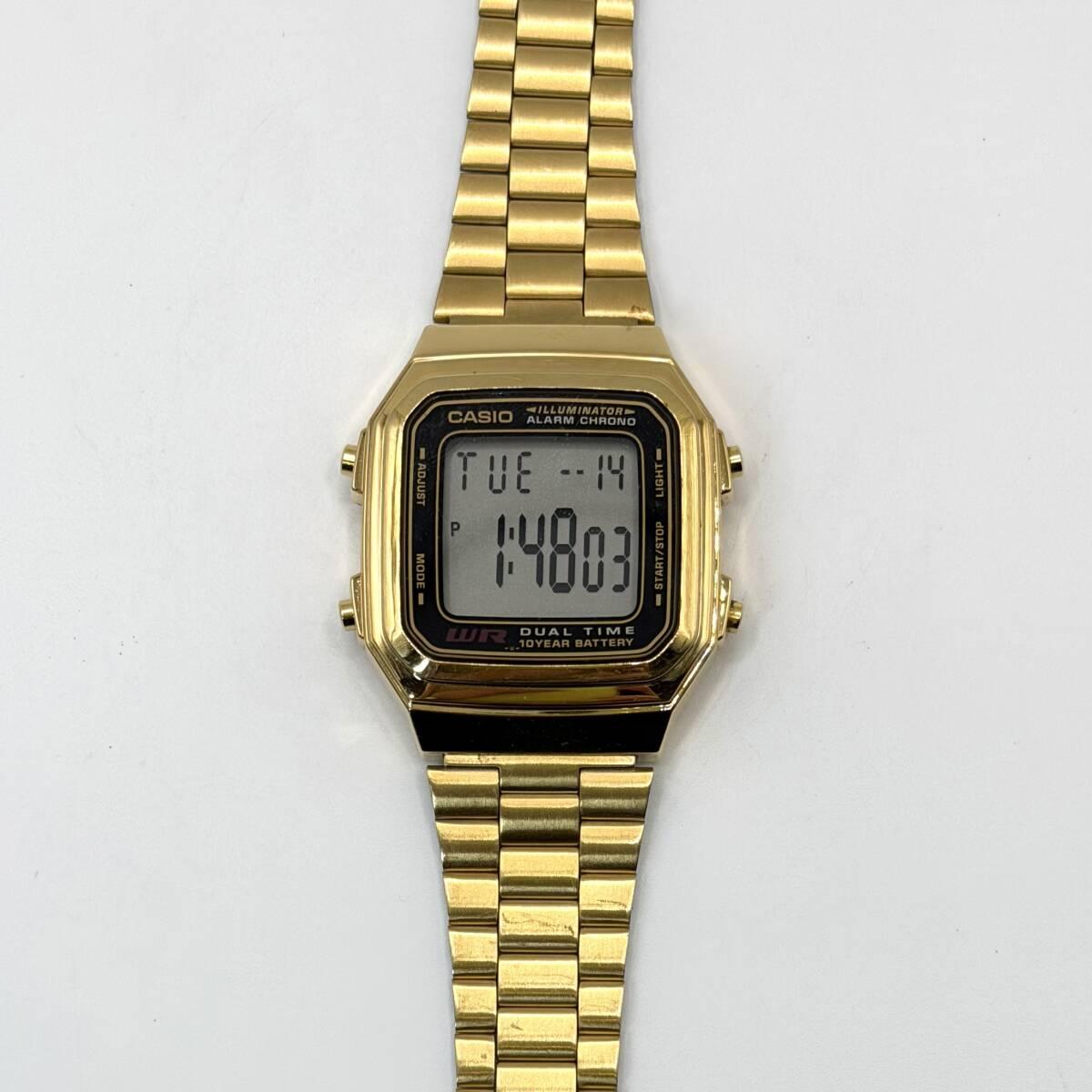 Used [New battery operation] CASIO Illuminator Alarm Chrono DUAL TIME Gold Casio Quartz Digital Men s Watch