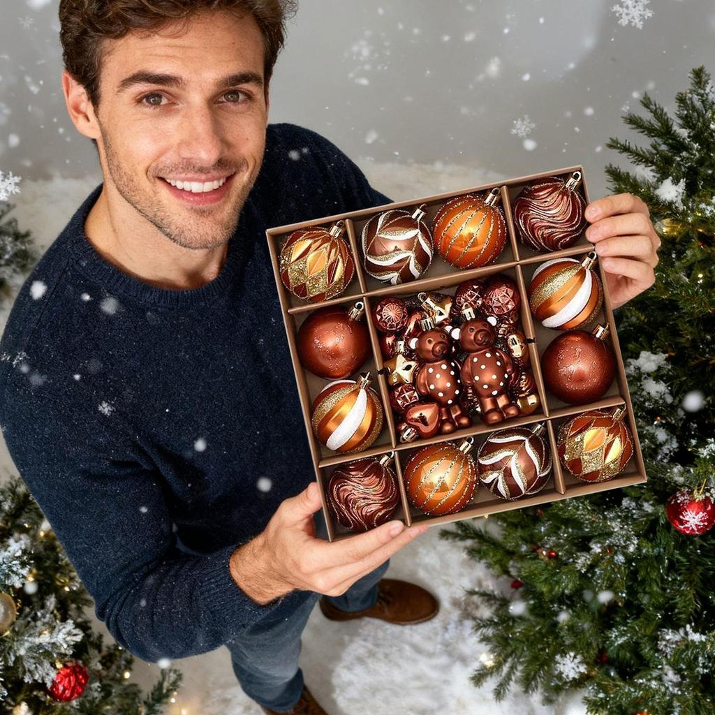 Weihnachtskugeln 46 Stück Braun Sortiert Bruchfest Baumkugeln Weihnachtsdekorationen Für Heimdeko Party Innen Außen Wand