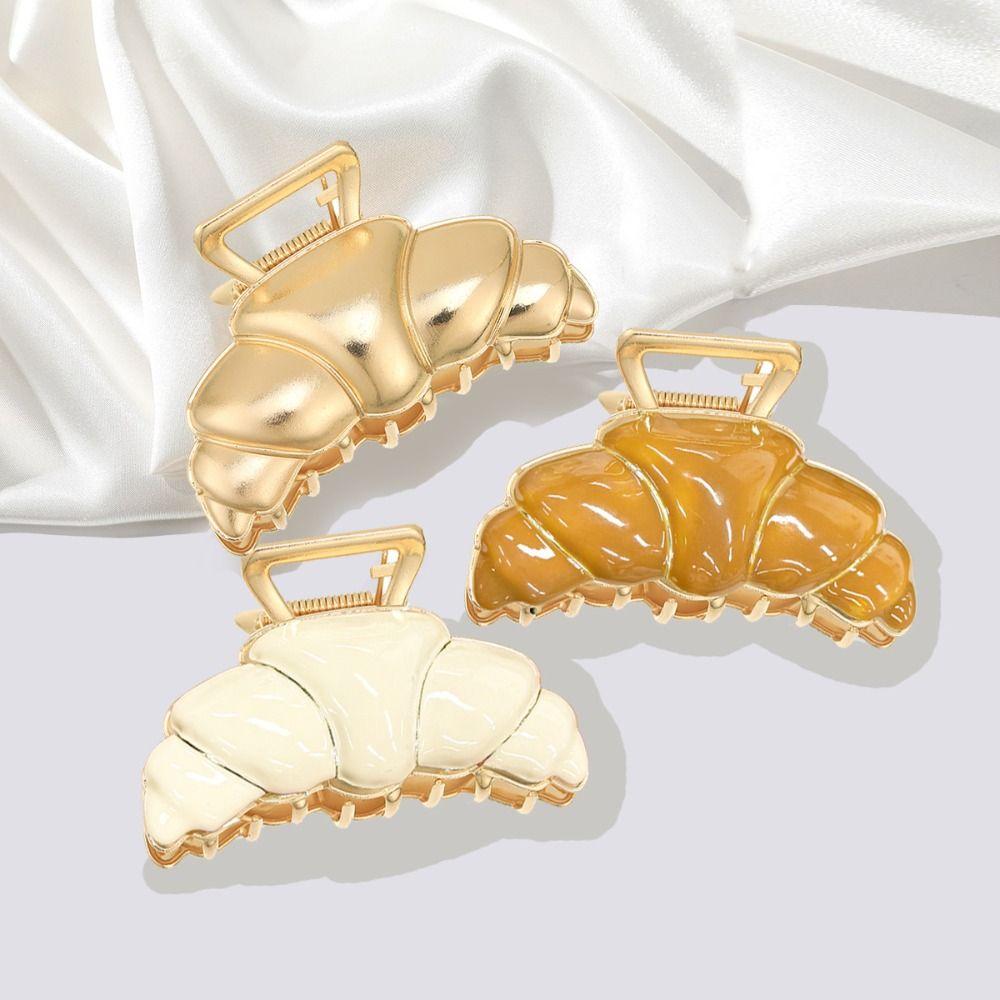 Hairpin Croissant  Hair Grab Hair Clip Metal Shark Clip Sweet Cute Bread Hair Claw  Female