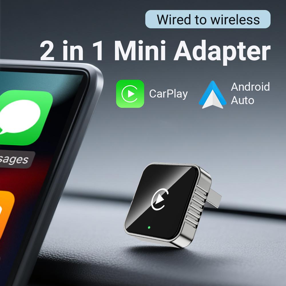 New 2 In1 Wired To Wireless CarPlay Android Auto Adapter For OEM Car Stereo With USB Dongle Smart Mini Box Plug And Play Blueto