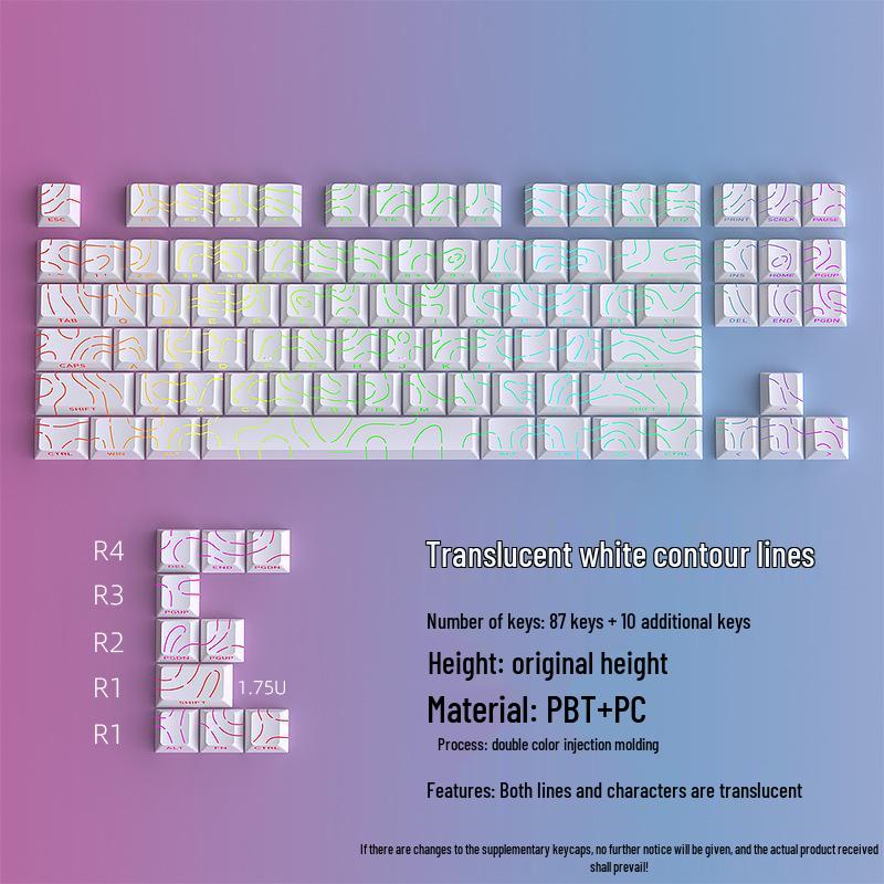 Contour Side-Printed Keycaps: Light-Transmissive, Compatible with Mad Catz Wooting60, Made68, Ace68