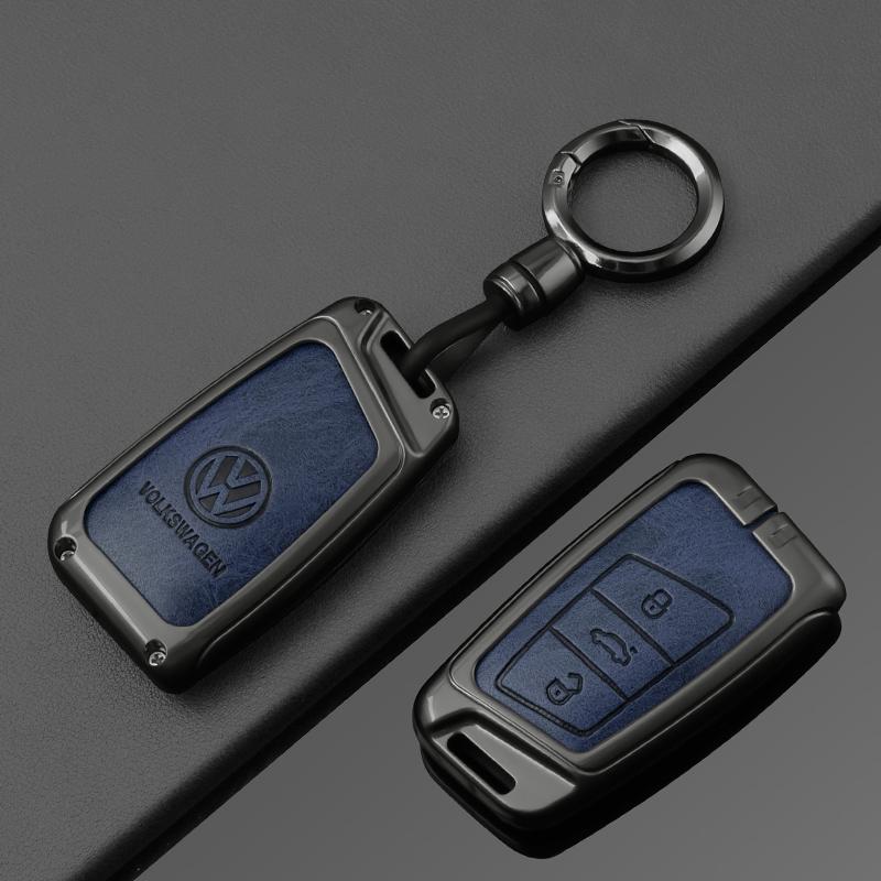 Alloy Leather Car Key Case Full Cover Shell For VW Volkswagen Passat B8 Tiguan Magotan Protector Keychain Keychain Accessories ze3