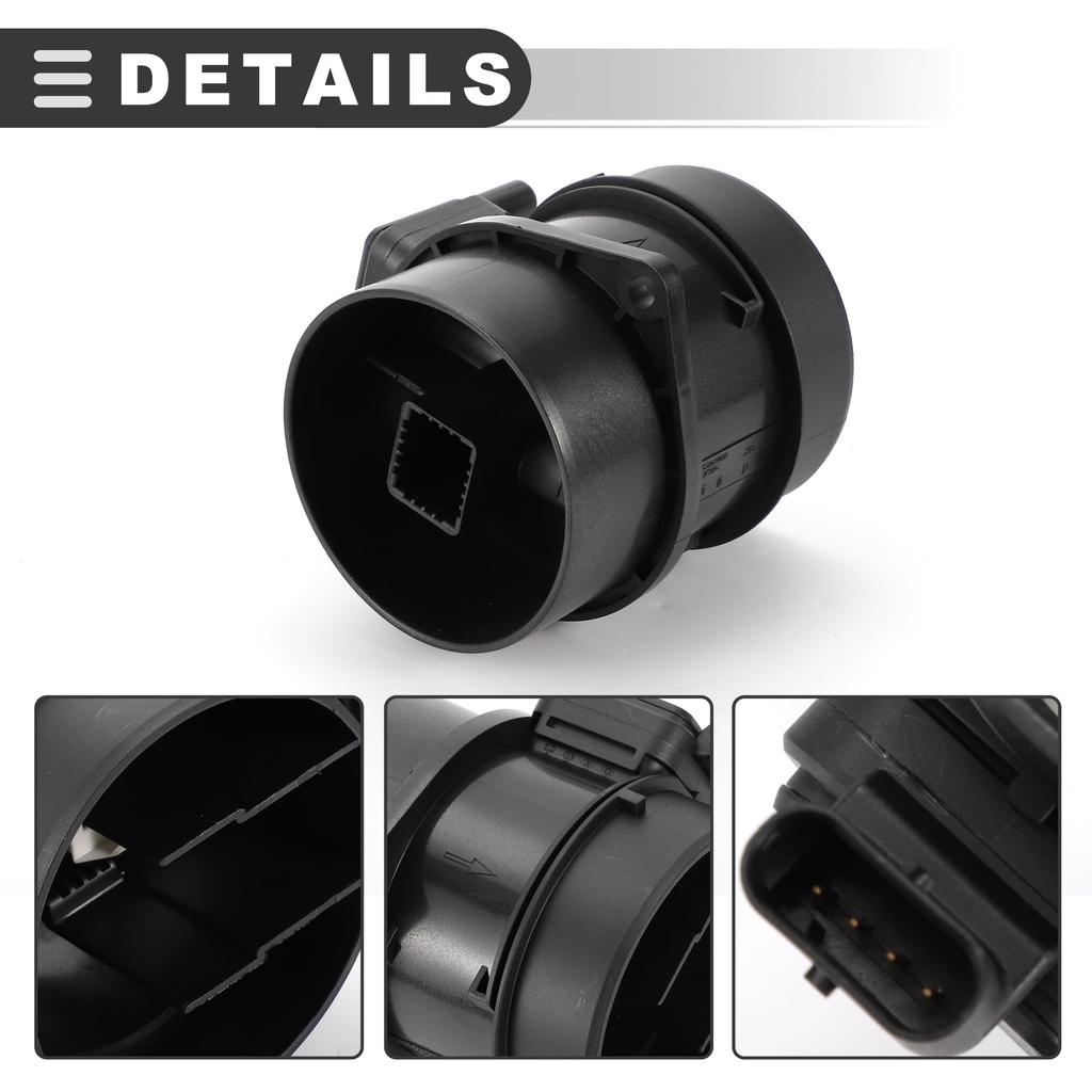 Motoforti Mass Air Flow Sensor Assembly for Mercedes-Benz C-Class 2007-2020, Plastic and Metal, Part Number A6510900148, Black