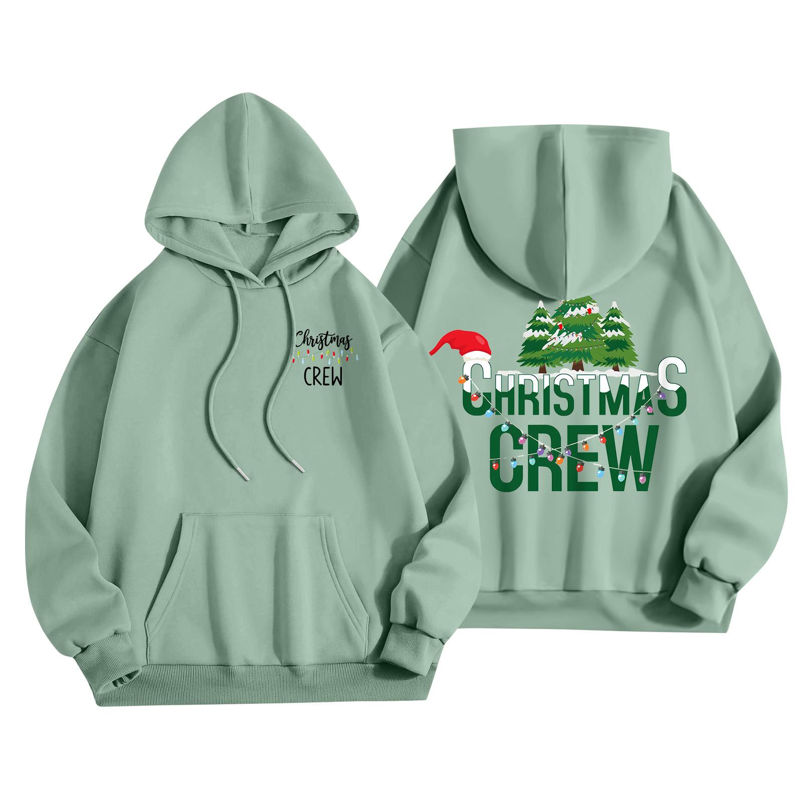 

Женская мода, легкий женский свитер с длинными рукавами и карманами, рождественская толстовка с капюшоном L зелёный