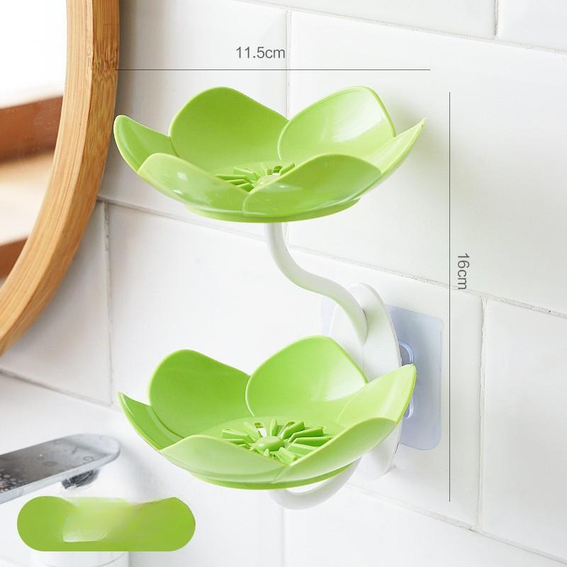 Soap Box Soap Box Wall Hanging Drain Lotus Double Layer Perforation-free Household Storage Shelf Magic Bathroom