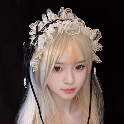 Women'S Hair Band Lolita Headband Sweet Bow Lace Lolita Accessory Japanese Lo Girl Maid Versatile Kawaii Headwear